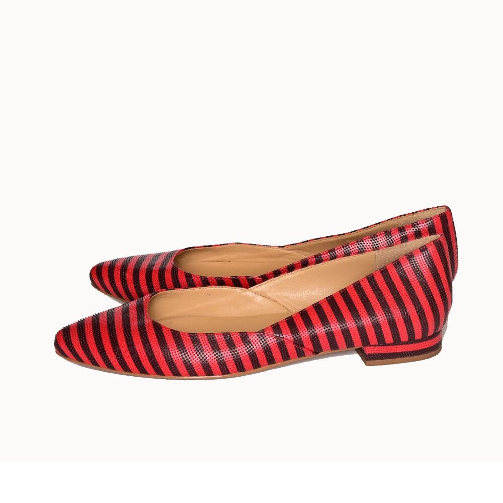 TALBOTS Edision Vibrant Poppy & Navy Striped Ballet Flats-Preppy- Nautical vibes - Picture 6 of 13